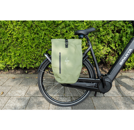 Voltano Luxe Fietstas 28L - Enkele Pakaftas - Mos Groen - 100% Waterdicht