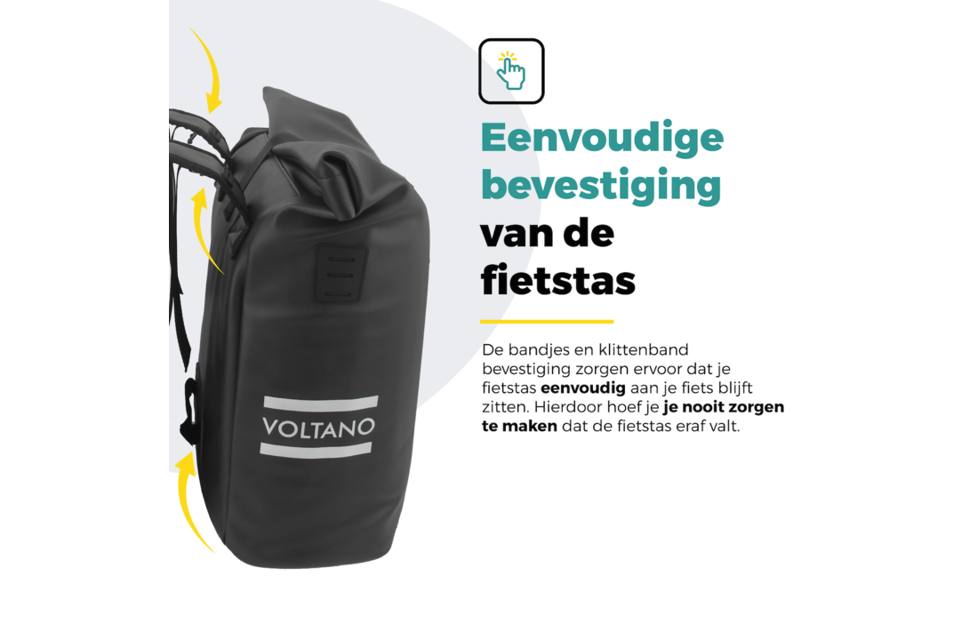 Voltano Dubbele Fietstas Rolltop E-bike Pro - Zwart - 48 Liter - 100% Waterdicht
