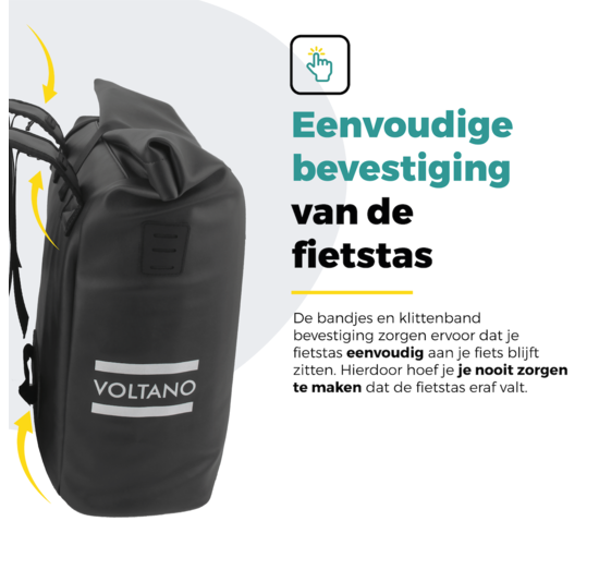 Voltano Dubbele Fietstas Rolltop E-bike Pro - Zwart - 48 Liter - 100% Waterdicht