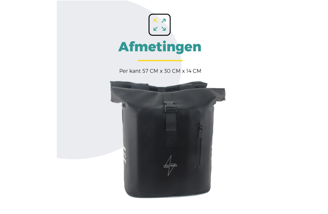 Voltano Dubbele Fietstas Rolltop E-bike Pro - Zwart - 48 Liter - 100% Waterdicht