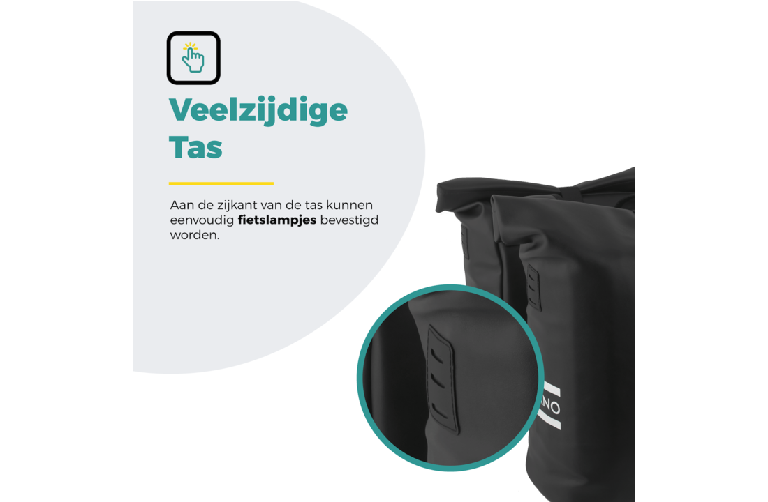 Voltano Dubbele Fietstas Rolltop E-bike Pro - Zwart - 48 Liter - 100% Waterdicht