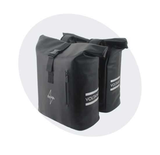Voltano Dubbele Fietstas Rolltop E-bike Pro - Zwart - 48 Liter - 100% Waterdicht