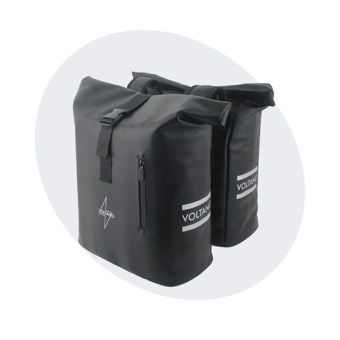 Voltano Dubbele Fietstas Rolltop E-bike Pro - Zwart - 48 Liter - 100% Waterdicht