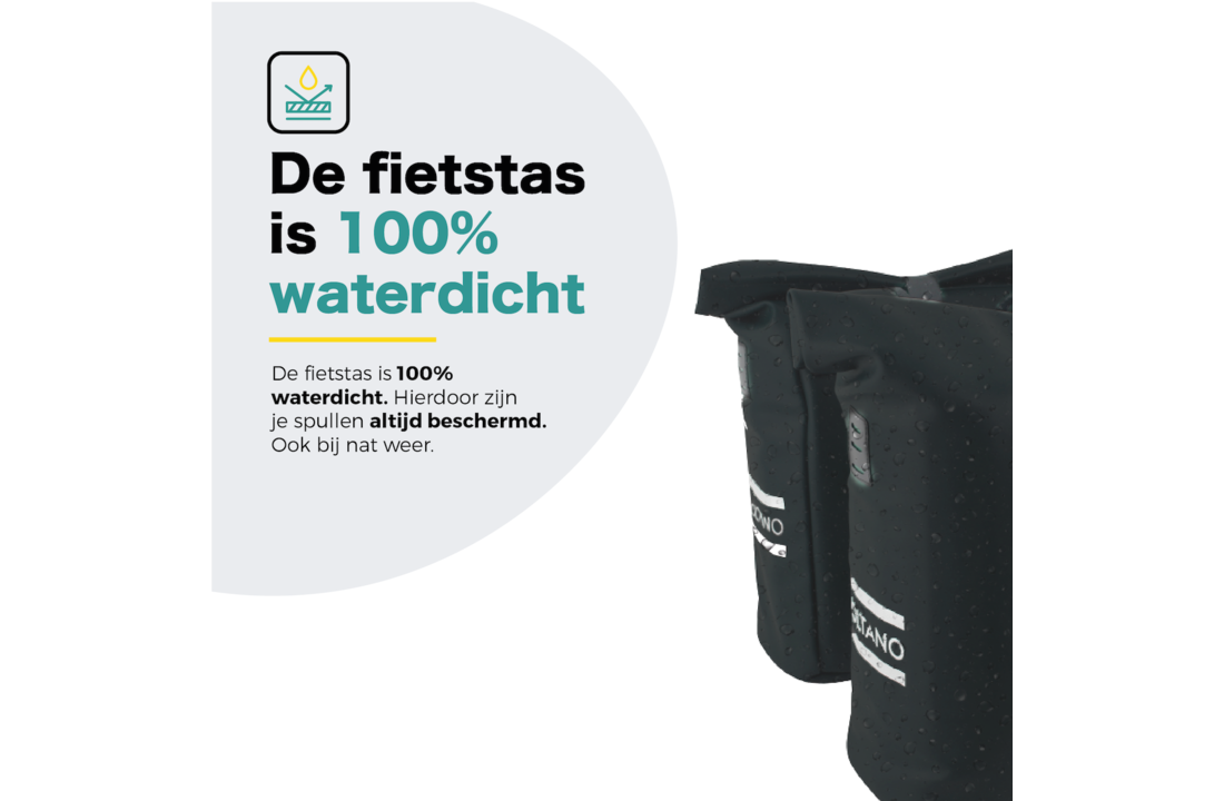 Voltano Dubbele Fietstas Rolltop E-bike Pro - Zwart - 48 Liter - 100% Waterdicht