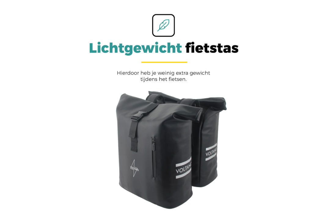 Voltano Dubbele Fietstas Rolltop E-bike Pro - Zwart - 48 Liter - 100% Waterdicht