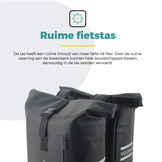 Voltano Dubbele Fietstas Rolltop E-bike Pro - Zwart - 48 Liter - 100% Waterdicht