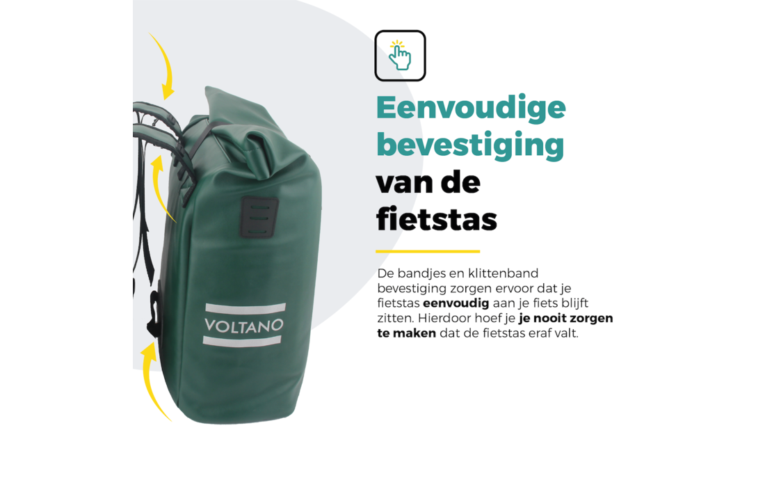 Voltano Dubbele Fietstas Rolltop E-bike Pro - Olijf Groen - 48 Liter - 100% Waterdicht