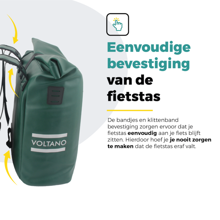 Voltano Dubbele Fietstas Rolltop E-bike Pro - Olijf Groen - 48 Liter - 100% Waterdicht