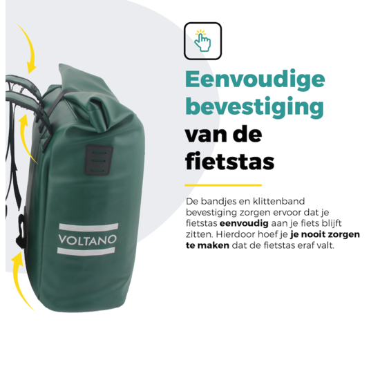 Voltano Dubbele Fietstas Rolltop E-bike Pro - Olijf Groen - 48 Liter - 100% Waterdicht