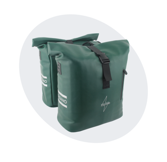 Voltano Dubbele Fietstas Rolltop E-bike Pro - Olijf Groen - 48 Liter - 100% Waterdicht