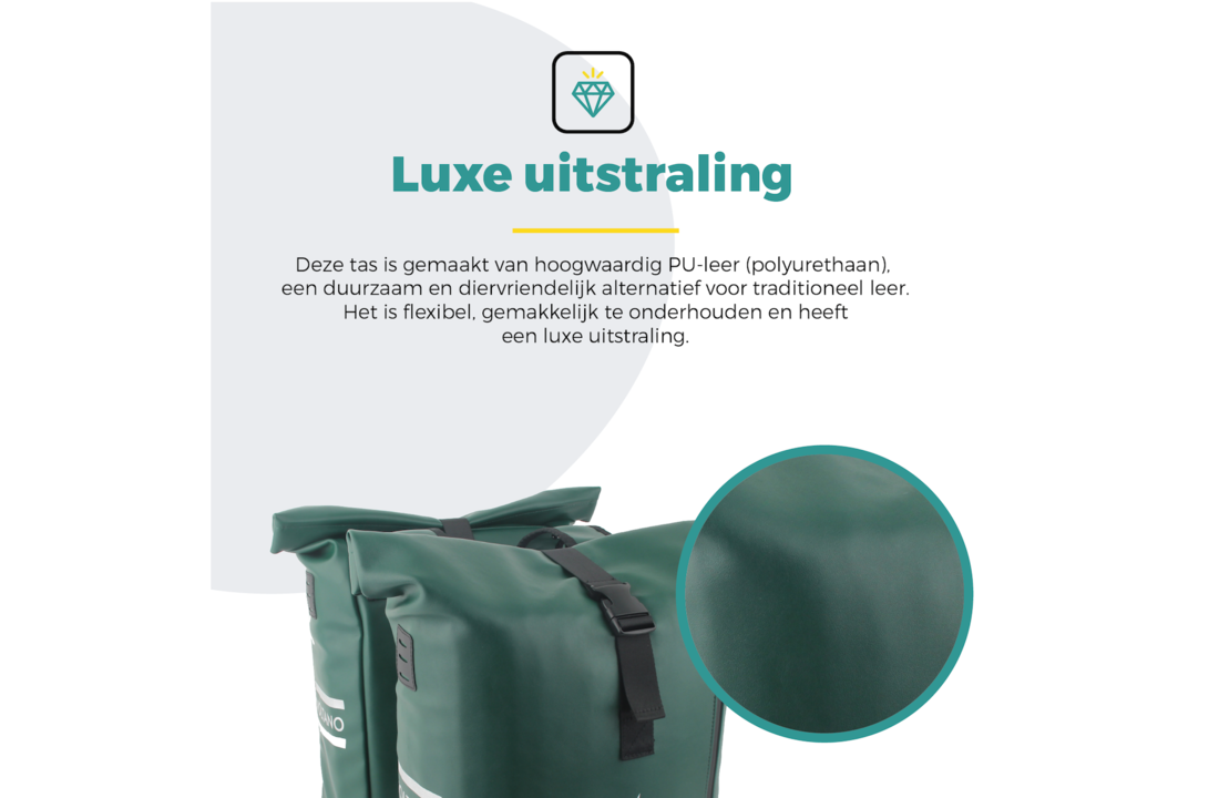 Voltano Dubbele Fietstas Rolltop E-bike Pro - Olijf Groen - 48 Liter - 100% Waterdicht