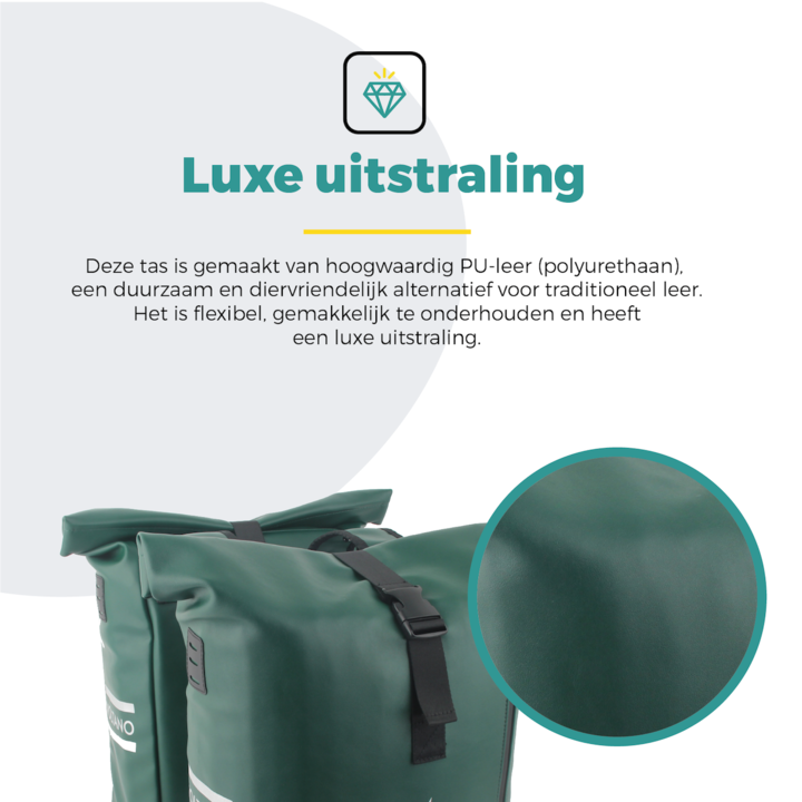 Voltano Dubbele Fietstas Rolltop E-bike Pro - Olijf Groen - 48 Liter - 100% Waterdicht