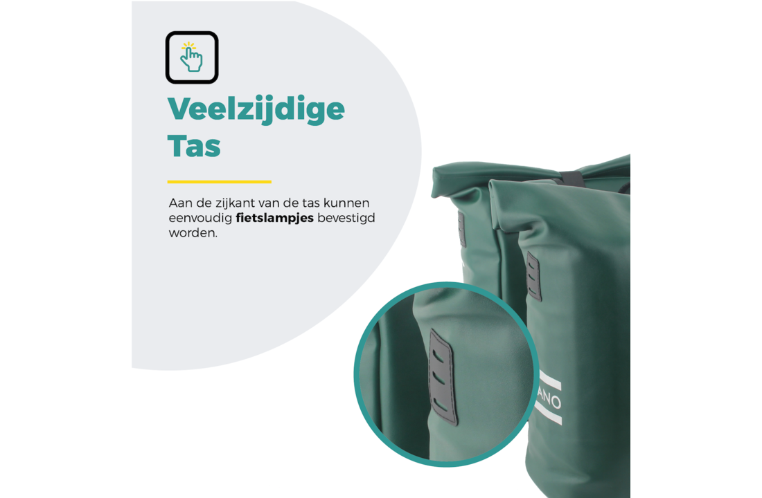 Voltano Dubbele Fietstas Rolltop E-bike Pro - Olijf Groen - 48 Liter - 100% Waterdicht