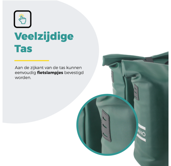 Voltano Dubbele Fietstas Rolltop E-bike Pro - Olijf Groen - 48 Liter - 100% Waterdicht