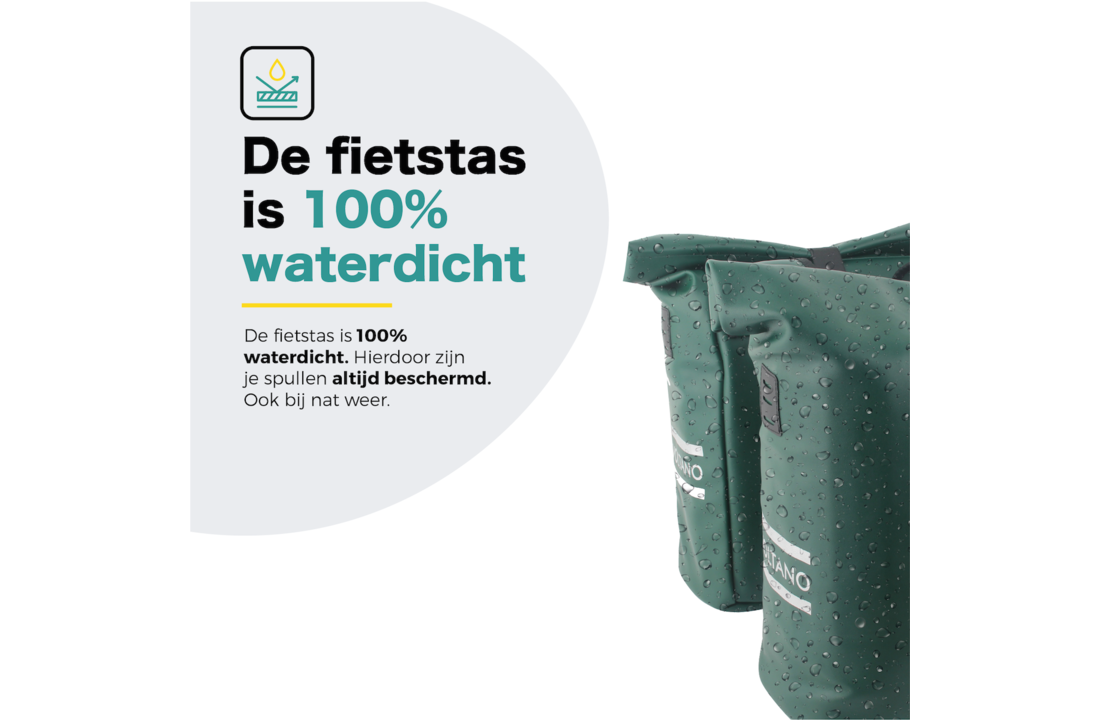 Voltano Dubbele Fietstas Rolltop E-bike Pro - Olijf Groen - 48 Liter - 100% Waterdicht