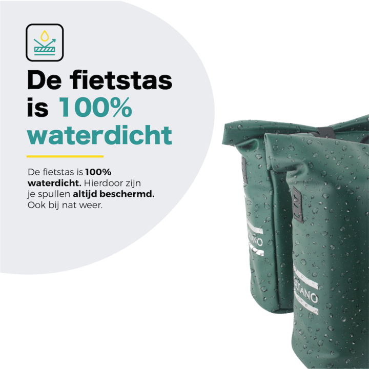 Voltano Dubbele Fietstas Rolltop E-bike Pro - Olijf Groen - 48 Liter - 100% Waterdicht