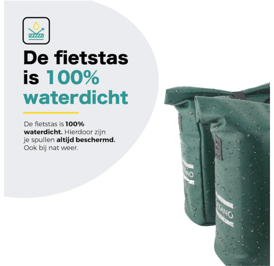 Voltano Dubbele Fietstas Rolltop E-bike Pro - Olijf Groen - 48 Liter - 100% Waterdicht