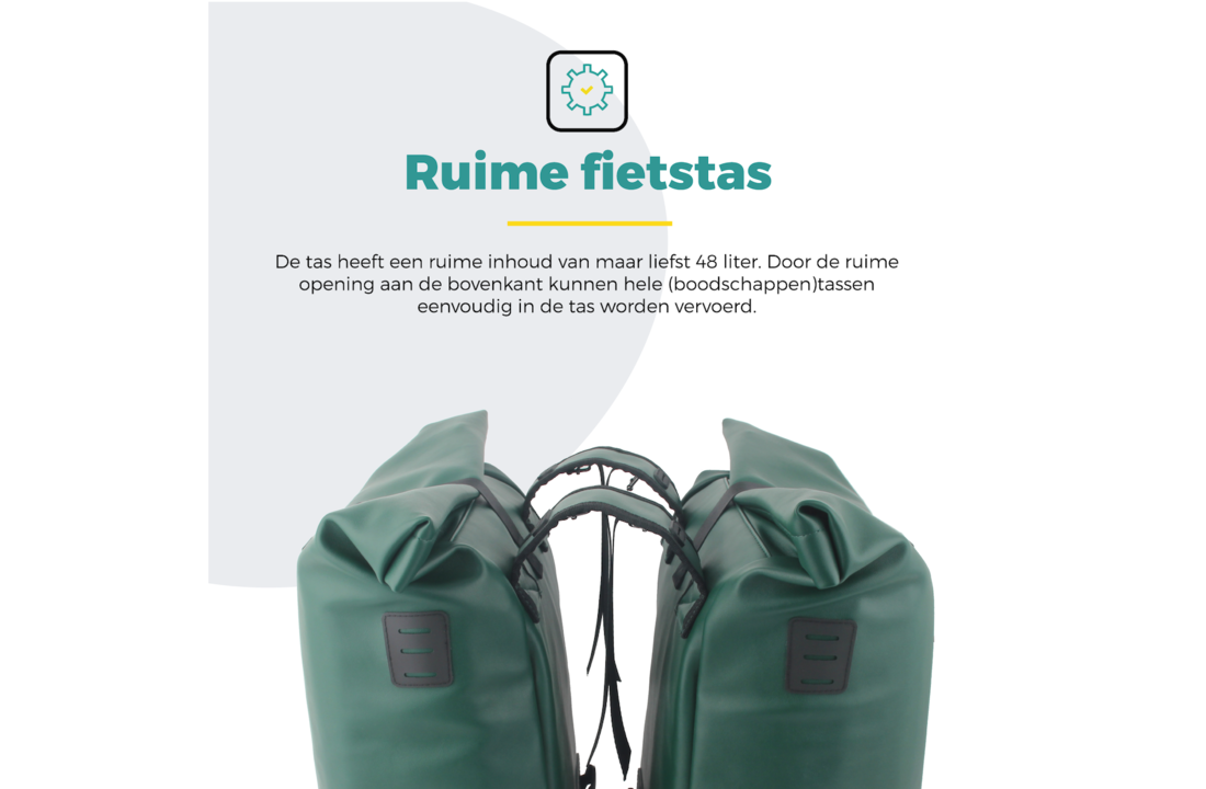 Voltano Dubbele Fietstas Rolltop E-bike Pro - Olijf Groen - 48 Liter - 100% Waterdicht