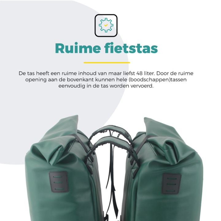 Voltano Dubbele Fietstas Rolltop E-bike Pro - Olijf Groen - 48 Liter - 100% Waterdicht