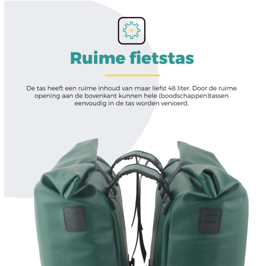 Voltano Dubbele Fietstas Rolltop E-bike Pro - Olijf Groen - 48 Liter - 100% Waterdicht