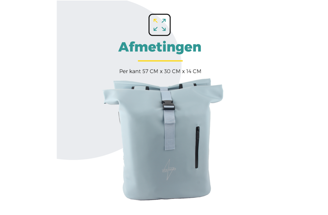 Voltano Dubbele Fietstas Rolltop E-bike Pro - Ice Blauw - 48 Liter - 100% Waterdicht