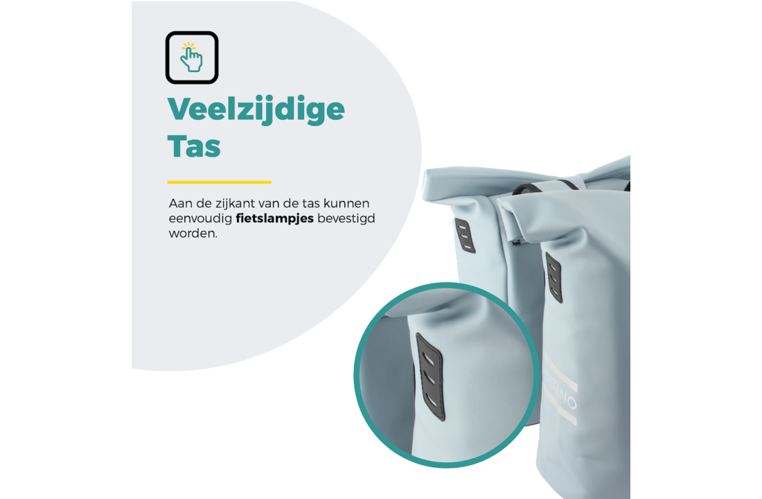 Voltano Dubbele Fietstas Rolltop E-bike Pro - Ice Blauw - 48 Liter - 100% Waterdicht