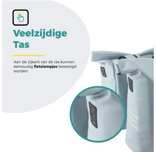 Voltano Dubbele Fietstas Rolltop E-bike Pro - Ice Blauw - 48 Liter - 100% Waterdicht