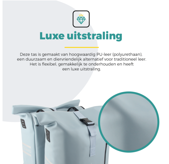 Voltano Dubbele Fietstas Rolltop E-bike Pro - Ice Blauw - 48 Liter - 100% Waterdicht