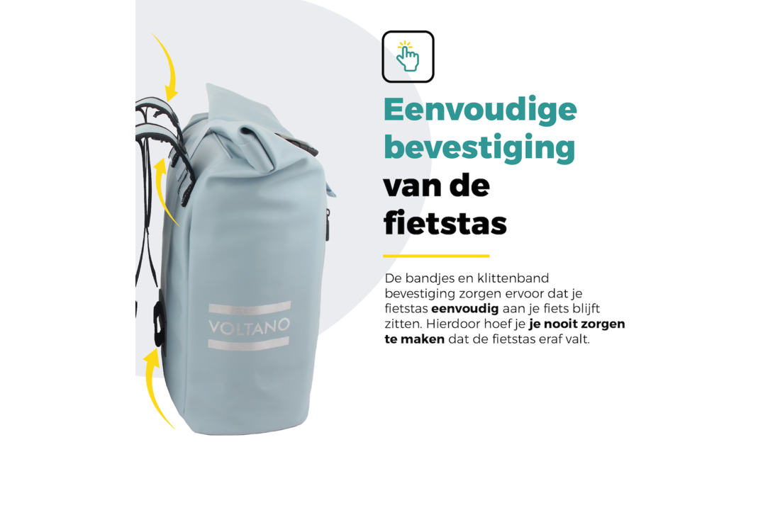Voltano Dubbele Fietstas Rolltop E-bike Pro - Ice Blauw - 48 Liter - 100% Waterdicht