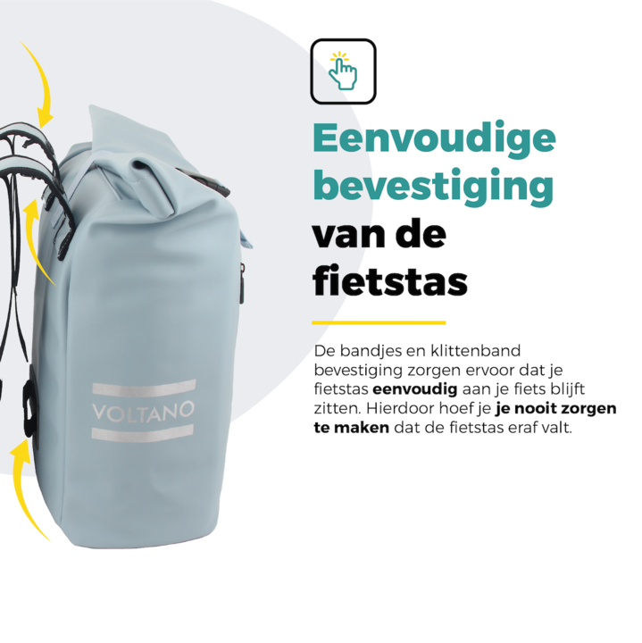 Voltano Dubbele Fietstas Rolltop E-bike Pro - Ice Blauw - 48 Liter - 100% Waterdicht