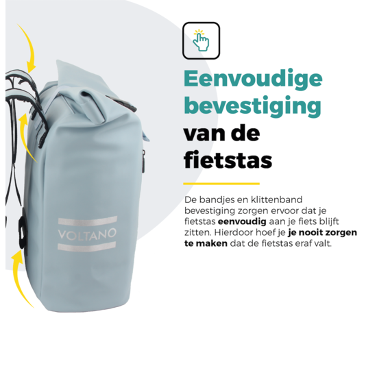 Voltano Dubbele Fietstas Rolltop E-bike Pro - Ice Blauw - 48 Liter - 100% Waterdicht