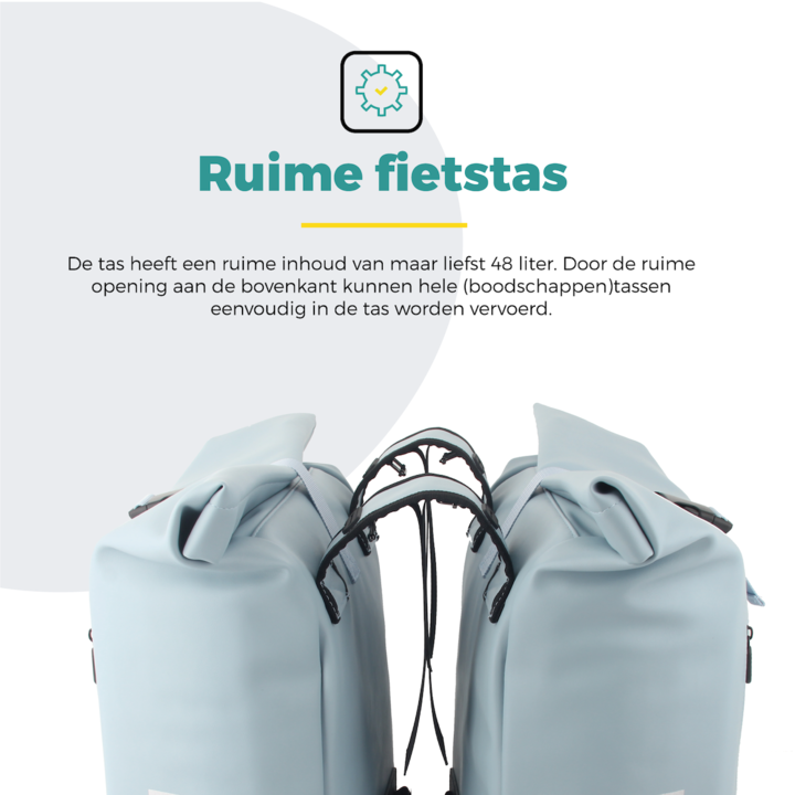 Voltano Dubbele Fietstas Rolltop E-bike Pro - Ice Blauw - 48 Liter - 100% Waterdicht