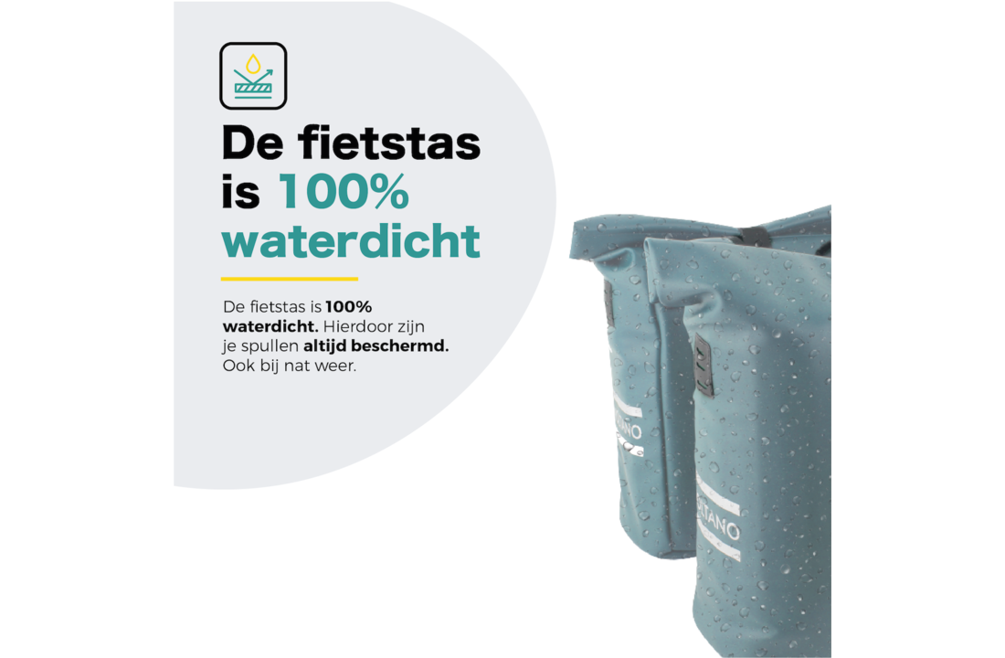 Voltano Dubbele Fietstas Rolltop E-bike Pro - Ice Blauw - 48 Liter - 100% Waterdicht