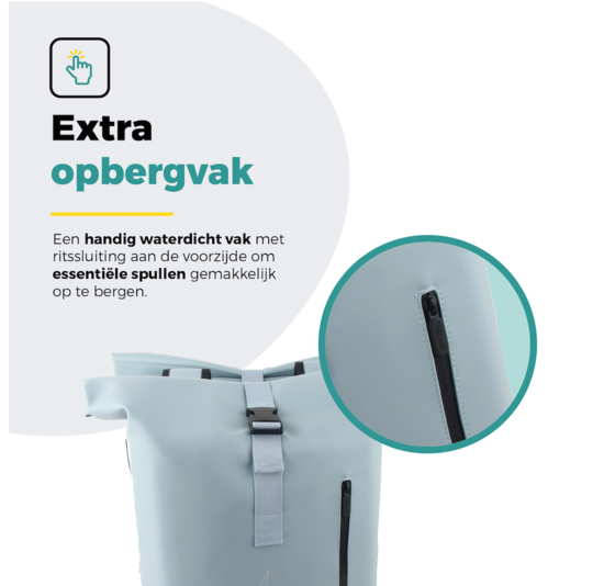 Voltano Dubbele Fietstas Rolltop E-bike Pro - Ice Blauw - 48 Liter - 100% Waterdicht