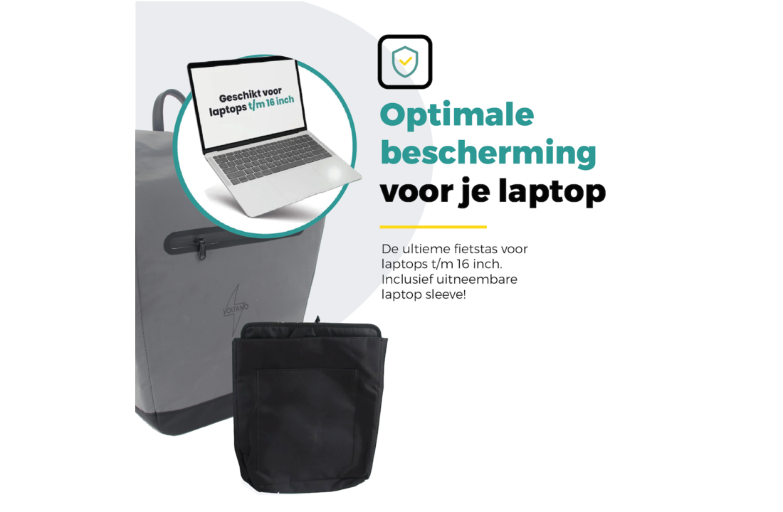 Voltano Luxe E-bike Fietstas 28L Special Edition - Reflecterend - Pakaftas Met Laptop vak - 100% Waterdicht