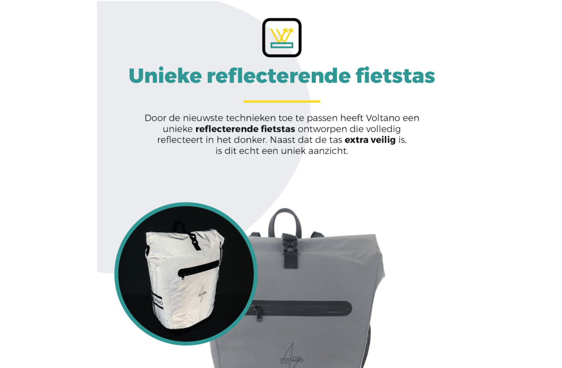 Voltano Luxe E-bike Fietstas 28L Special Edition - Reflecterend - Pakaftas Met Laptop vak - 100% Waterdicht