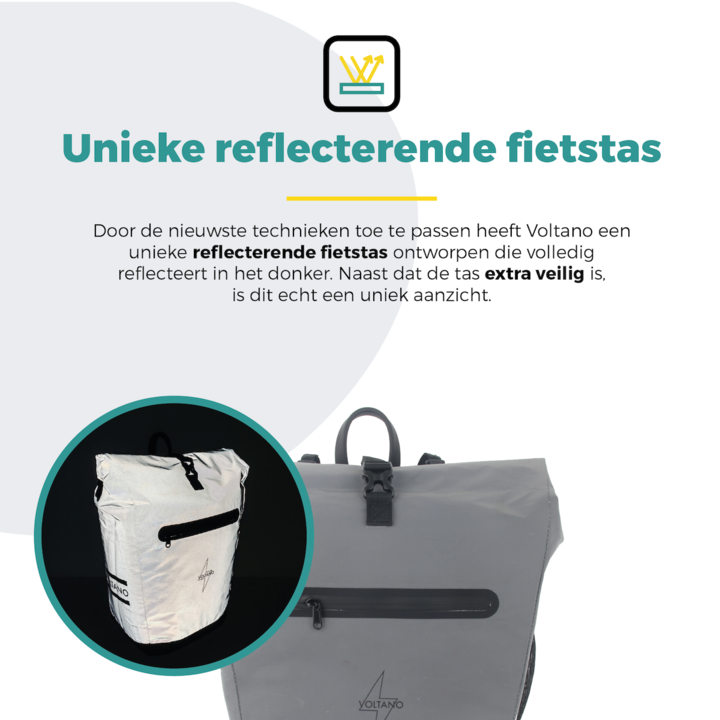 Voltano Luxe E-bike Fietstas 28L Special Edition - Reflecterend - Pakaftas Met Laptop vak - 100% Waterdicht