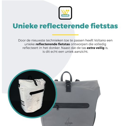 Voltano Luxe E-bike Fietstas 28L Special Edition - Reflecterend - Pakaftas Met Laptop vak - 100% Waterdicht