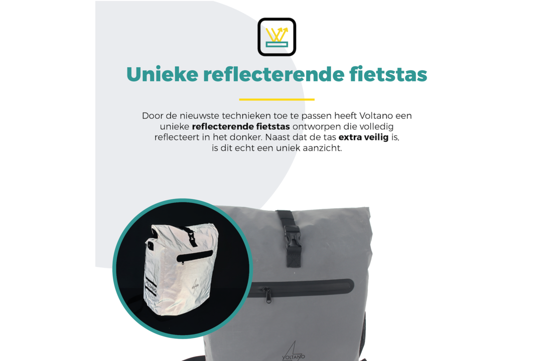 Voltano Luxe E-bike Fietstas / Rugtas Special Edition - Reflecterend - 28L - Laptopvak