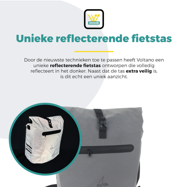 Voltano Luxe E-bike Fietstas / Rugtas Special Edition - Reflecterend - 28L - Laptopvak