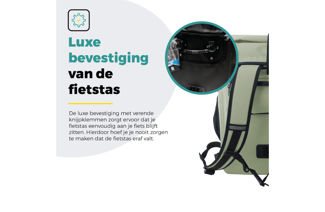 Voltano Luxe Fietstas / Rugtas 28L - Mint Groen - Enkele Pakaftas - 100% Waterdicht