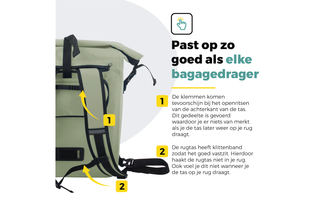 Voltano Luxe Fietstas / Rugtas 28L - Mint Groen - Enkele Pakaftas - 100% Waterdicht