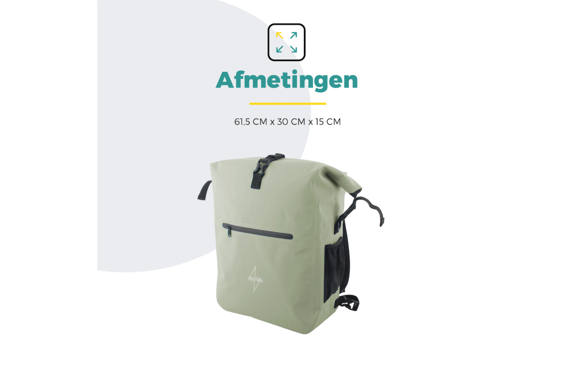 Voltano Luxe Fietstas / Rugtas 28L - Mint Groen - Enkele Pakaftas - 100% Waterdicht