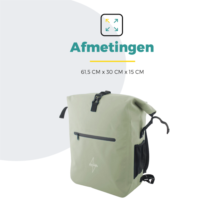 Voltano Luxe Fietstas / Rugtas 28L - Mint Groen - Enkele Pakaftas - 100% Waterdicht