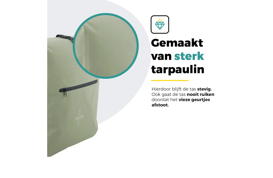 Voltano Luxe Fietstas / Rugtas 28L - Mint Groen - Enkele Pakaftas - 100% Waterdicht