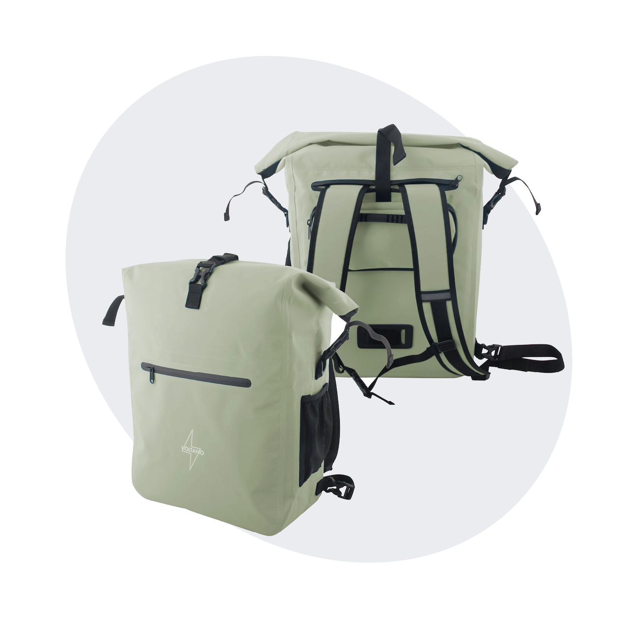 Voltano Luxe Fietstas / Rugtas 28L - Mint Groen - Enkele Pakaftas - 100% Waterdicht