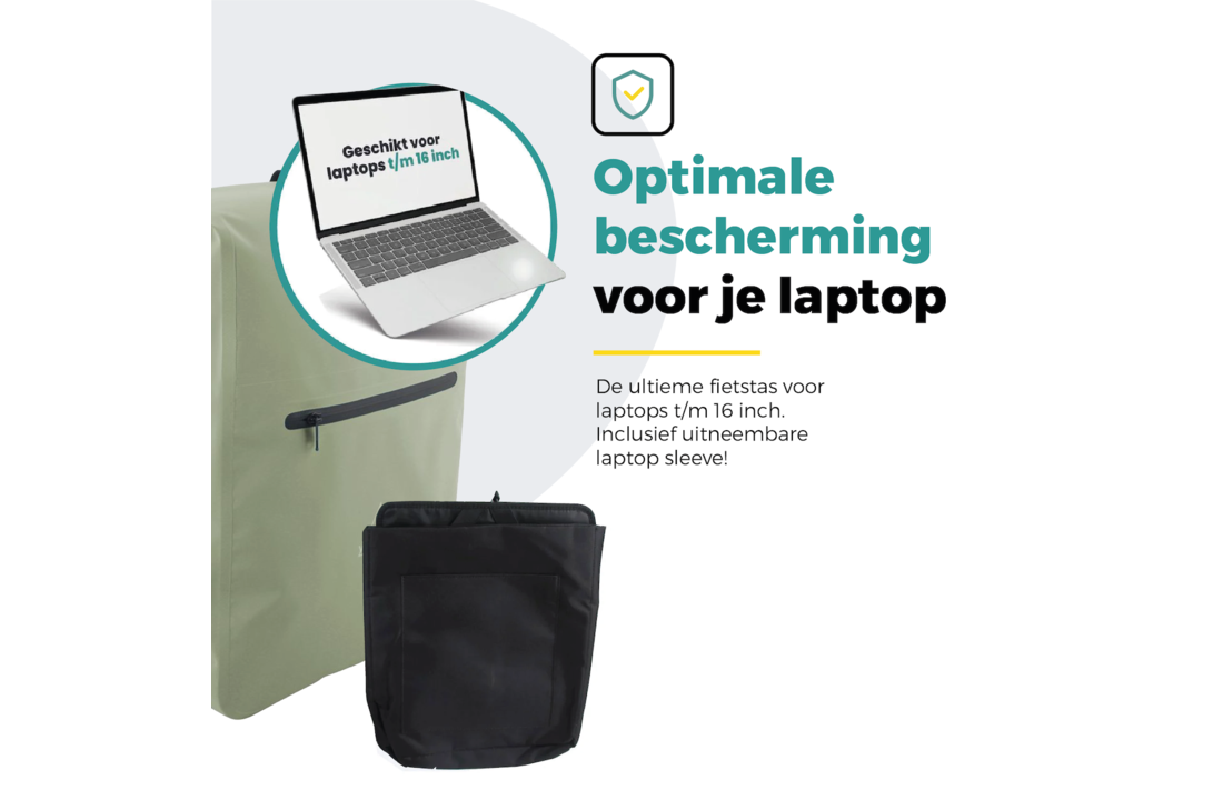 Voltano Luxe Fietstas / Rugtas 28L - Mint Groen - Enkele Pakaftas - 100% Waterdicht