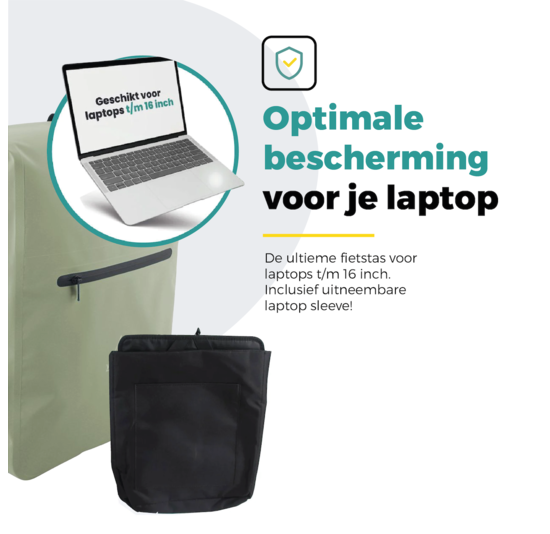 Voltano Luxe Fietstas / Rugtas 28L - Mint Groen - Enkele Pakaftas - 100% Waterdicht