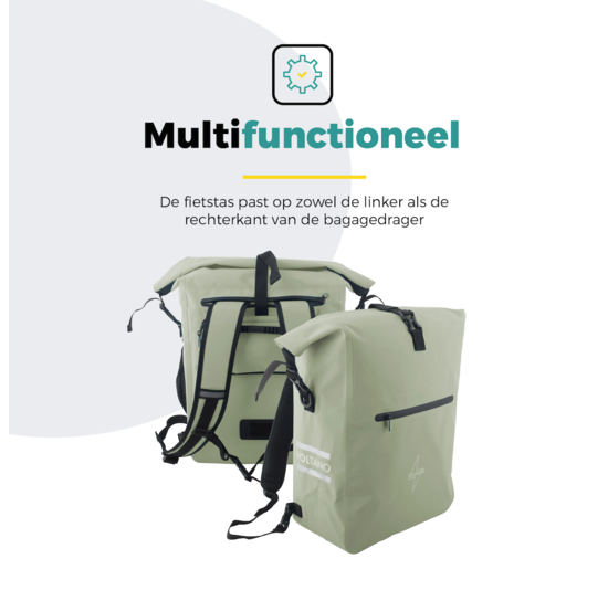 Voltano Luxe Fietstas / Rugtas 28L - Mint Groen - Enkele Pakaftas - 100% Waterdicht