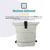 Voltano Luxe E-bike Rolltop Fietstas / Rugtas 28L - Crème - Enkele Pakaftas - 100% Waterdicht
